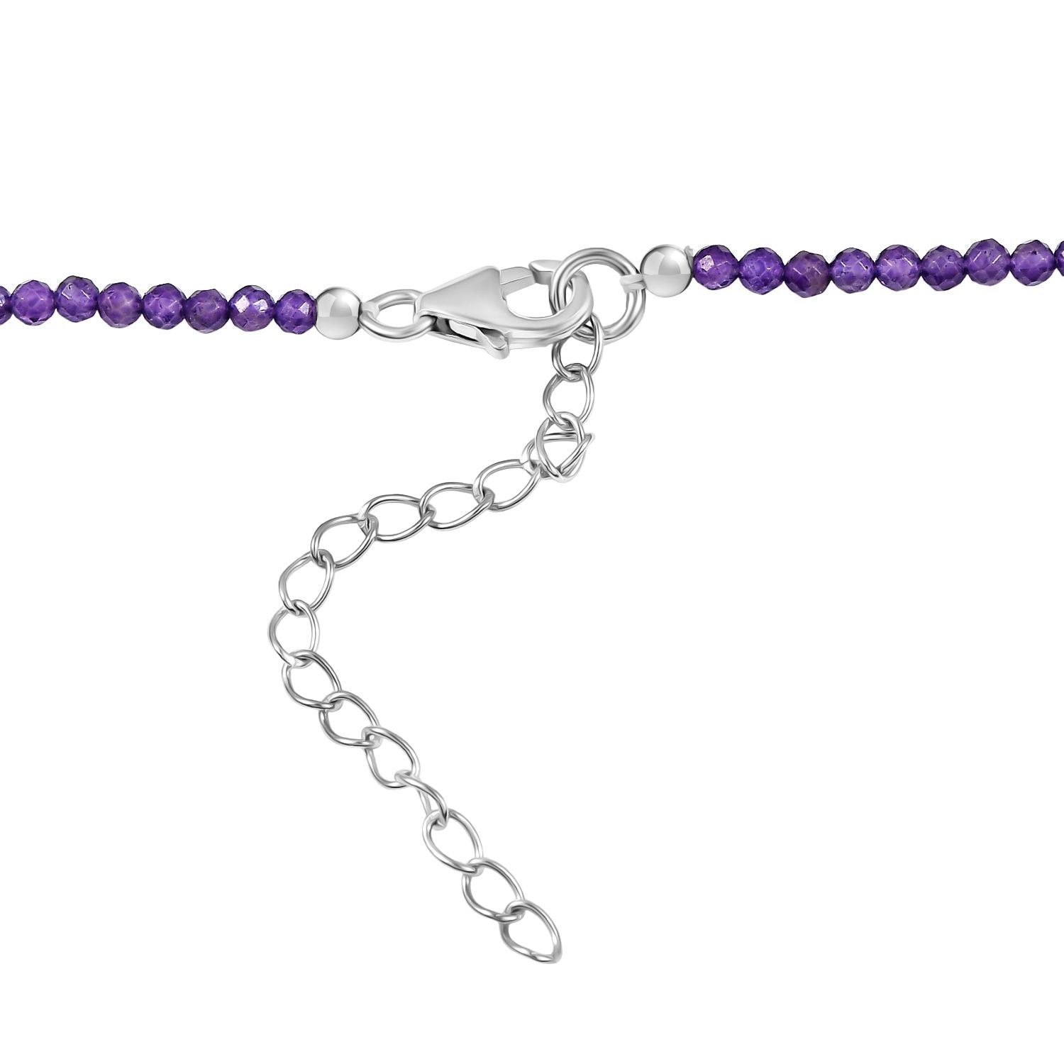 AAA Afrikanischer Amethyst Anhänger mit Kette ca. 50 cm + 5 cm Extender, 925 Silber rhodiniert ca. 42.50 ct