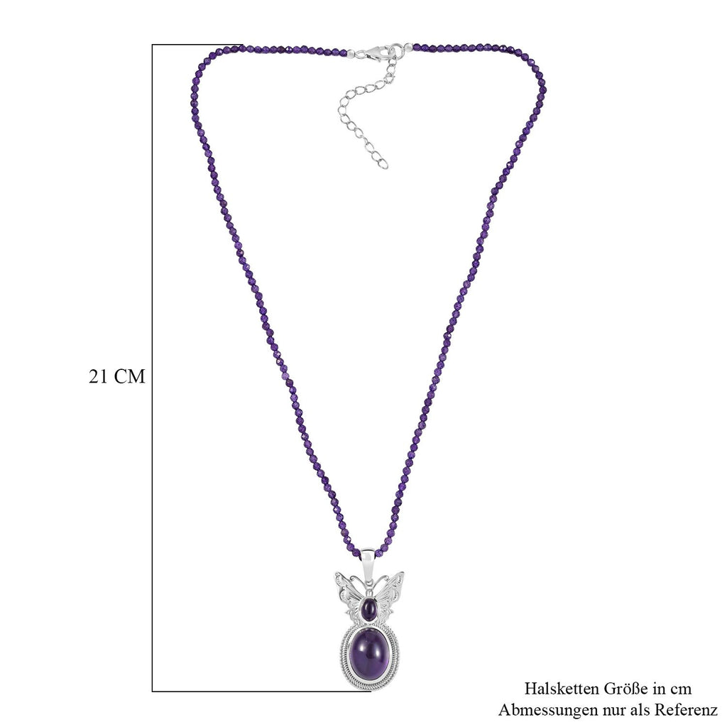 AAA Afrikanischer Amethyst Anhänger mit Kette ca. 50 cm + 5 cm Extender, 925 Silber rhodiniert ca. 42.50 ct