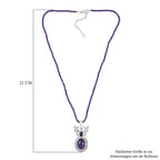 AAA Afrikanischer Amethyst Anhänger mit Kette ca. 50 cm + 5 cm Extender, 925 Silber rhodiniert ca. 42.50 ct