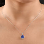 Rhapsody AAAA Tansanit, Weißer Diamant AGI zertifiziert Schmuckset ca. 50 cm 950 Platin ca. 3.60 ct