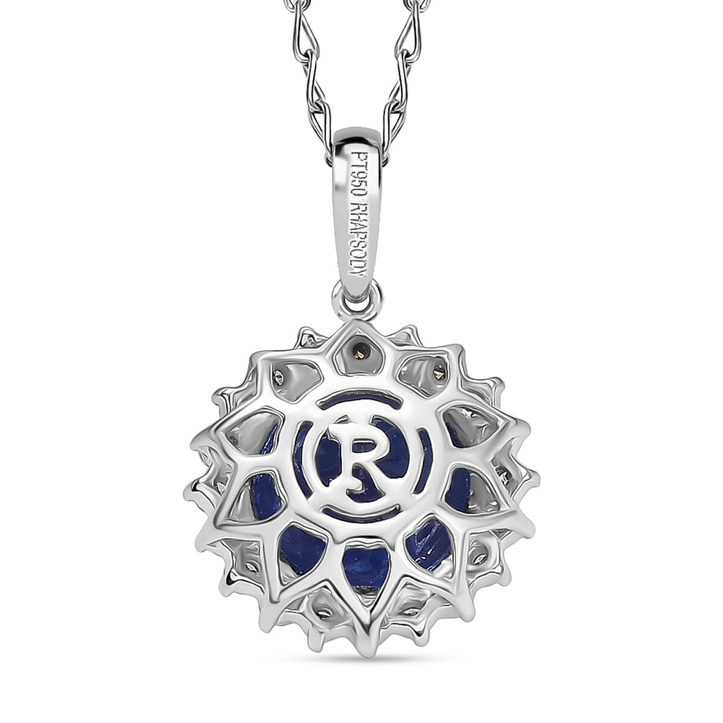 Rhapsody AAAA Tansanit, Weißer Diamant AGI zertifiziert Schmuckset ca. 50 cm 950 Platin ca. 3.60 ct