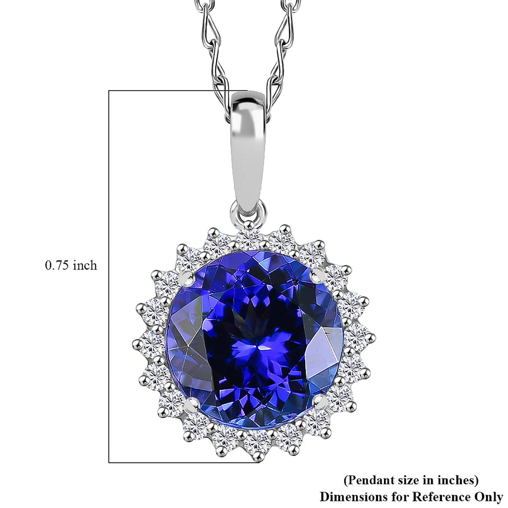 Rhapsody AAAA Tansanit, Weißer Diamant AGI zertifiziert Schmuckset ca. 50 cm 950 Platin ca. 3.60 ct