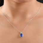 Rhapsody AAAA Tansanit, Weißer Diamant AGI zertifiziert Schmuckset ca. 50 cm 950 Platin ca. 3.65 ct