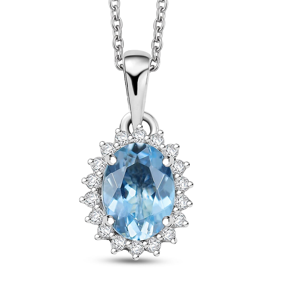 AAA Santamaria Aquamarin, Weißer Diamant AGI zertifiziert Schmuckset ca. 50 cm 585 Gold ca. 1.42 ct
