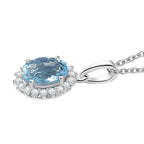 AAA Santamaria Aquamarin, Weißer Diamant AGI zertifiziert Schmuckset ca. 50 cm 585 Gold ca. 1.42 ct