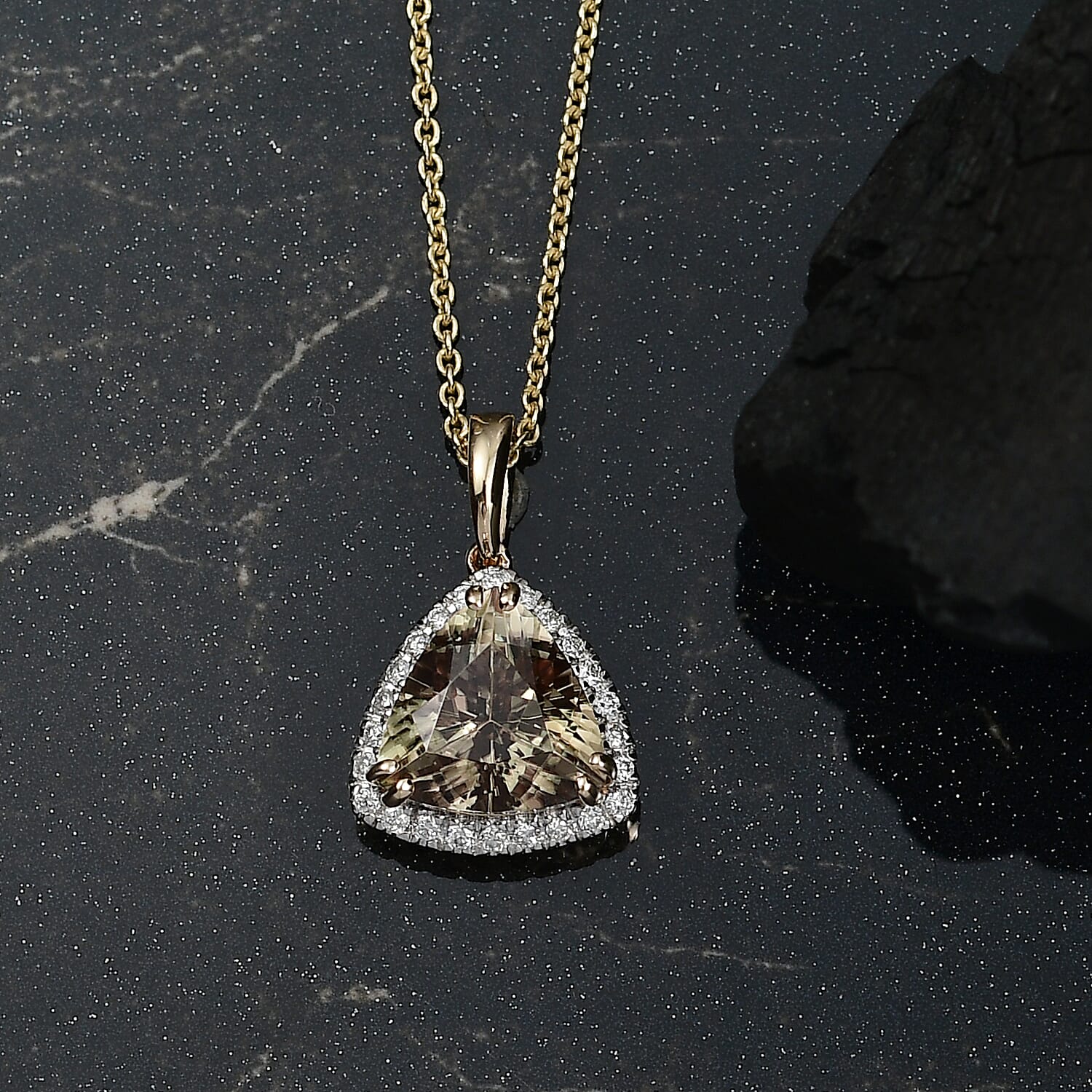 LUXORO AAA Turkizit, Weißer Diamant AGI zertifiziert Schmuckset ca. 50 cm 585 Gold ca. 2.79 ct