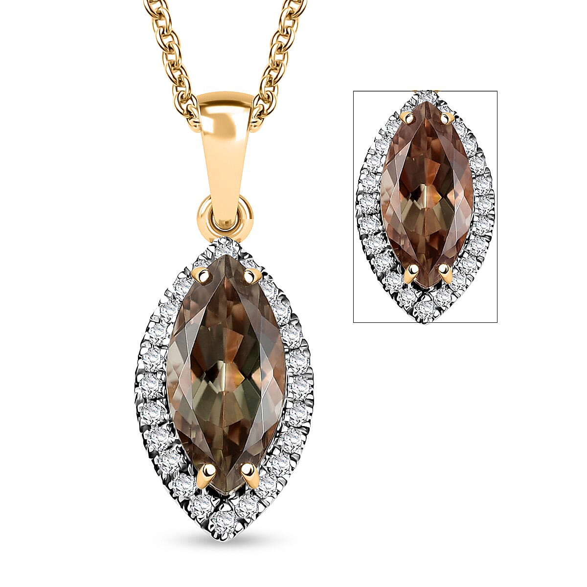 LUXORO AAA Turkizit, Weißer Diamant AGI zertifiziert Schmuckset ca. 50 cm 585 Gold ca. 2.25 ct