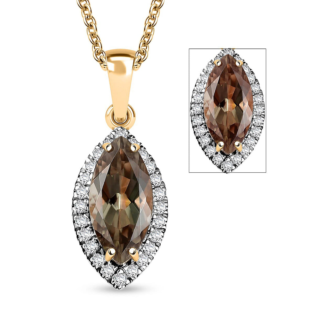 LUXORO AAA Turkizit, Weißer Diamant AGI zertifiziert Schmuckset ca. 50 cm 585 Gold ca. 2.25 ct