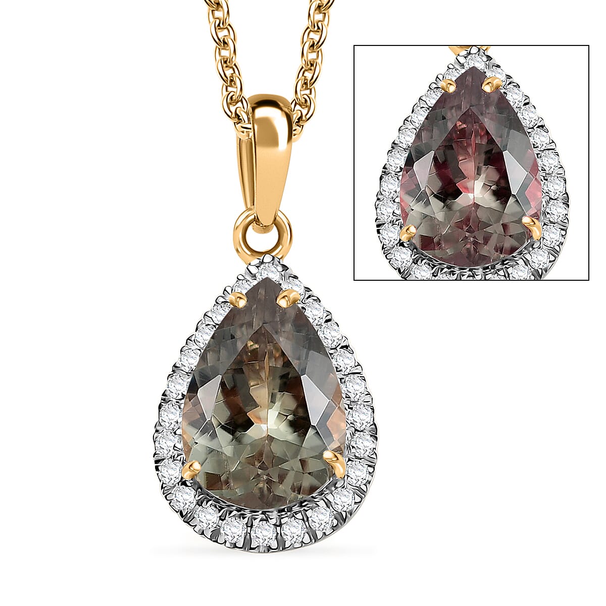 LUXORO AAA Turkizit, Weißer Diamant AGI zertifiziert Schmuckset ca. 50 cm 585 Gold ca. 2.55 ct