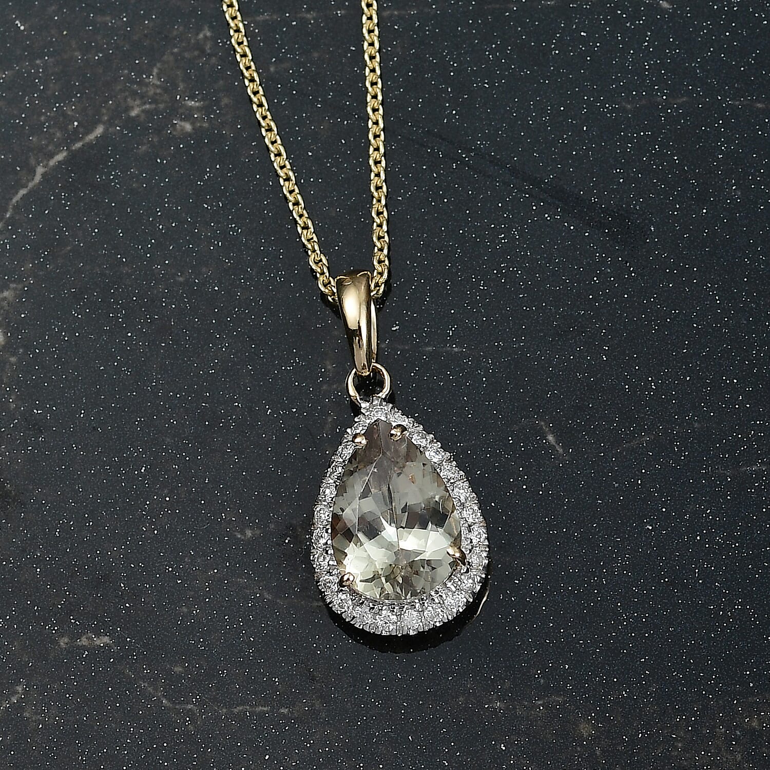 LUXORO AAA Turkizit, Weißer Diamant AGI zertifiziert Schmuckset ca. 50 cm 585 Gold ca. 2.55 ct