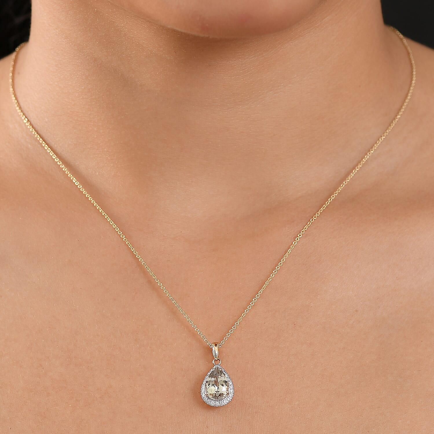LUXORO AAA Turkizit, Weißer Diamant AGI zertifiziert Schmuckset ca. 50 cm 585 Gold ca. 2.55 ct