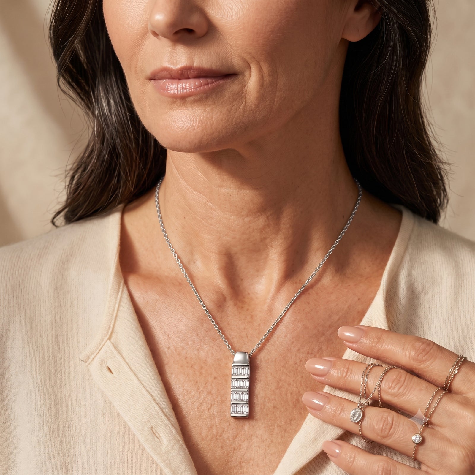 LUXURIANT DIAMOND - Lab Grown Diamant I1-GH Schmuckset ca. 45 cm+ 2.5 cm Extender, 925 Silber rhodiniert ca. 0.80 ct
