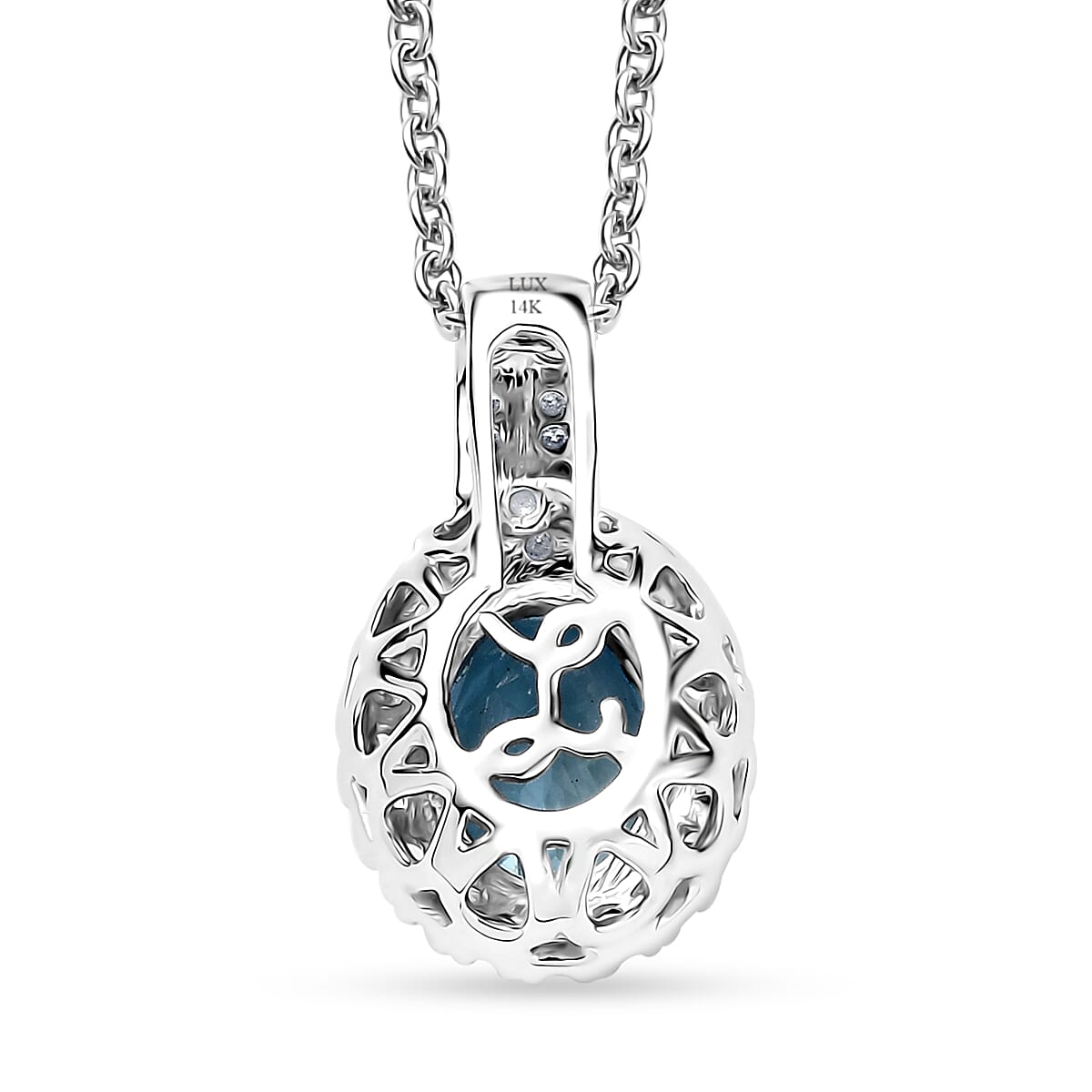 LUXORO AAA Santamaria Aquamarin, Weißer Diamant AGI zertifiziert Schmuckset ca. 50 cm 585 Gold ca. 1.46 ct