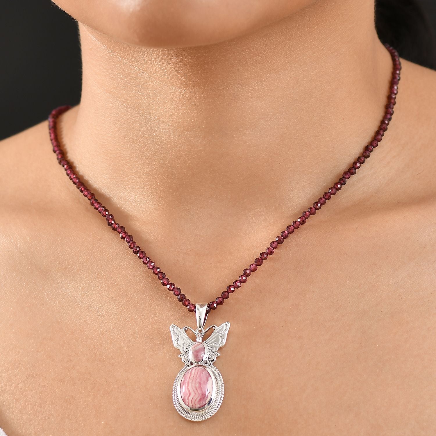 D joy AAA Rhodochrosit Schmuckset 925 Silber rhodiniert ca. 53.14 ct