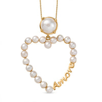 GP Amore Kollektion -Süßwasser Perle (8 mm) Anhänger mit Kette ca. 45 cm 925 Silber 750 Gelbgold Vermeil