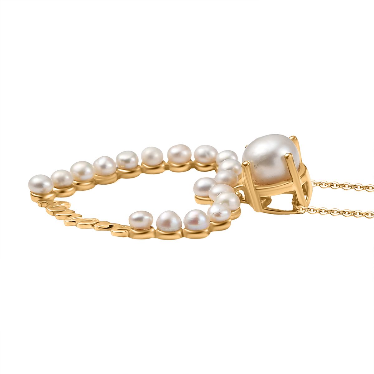 GP Amore Kollektion - Süßwasserperle und blauer Saphir Anhänger mit 45cm Kette, 925 Silber Gelbgold Vermeil