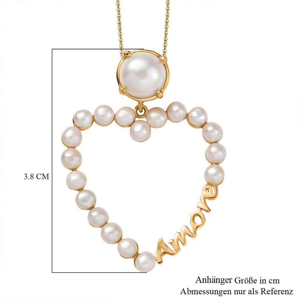 GP Amore Kollektion -Süßwasser Perle (8 mm) Anhänger mit Kette ca. 45 cm 925 Silber 750 Gelbgold Vermeil