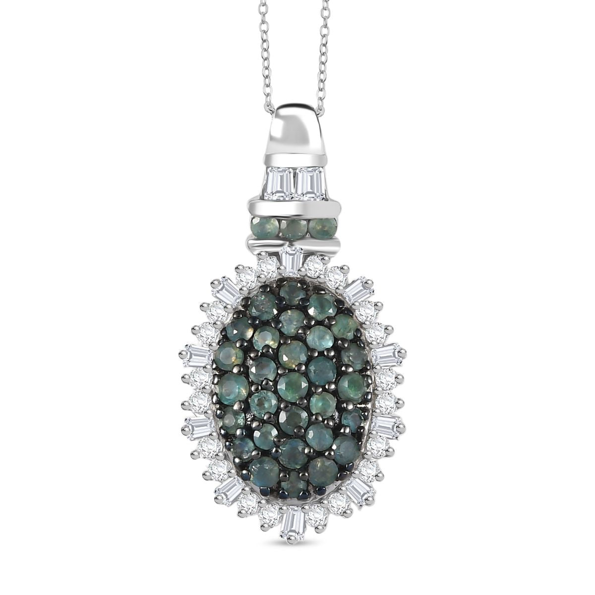 D'joy Alexandrit Anhänger mit Kette (ca. 50 cm), 925 Silber rhodiniert ca. 1.80 ct