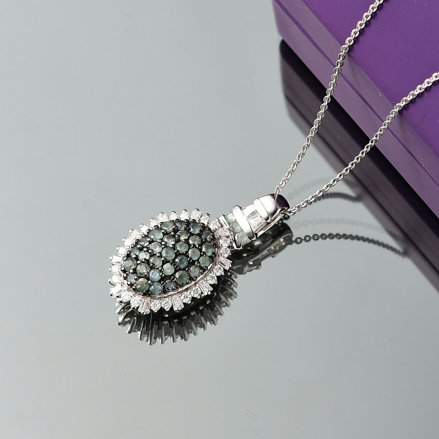 D'joy Alexandrit Anhänger mit Kette (ca. 50 cm), 925 Silber rhodiniert ca. 1.80 ct