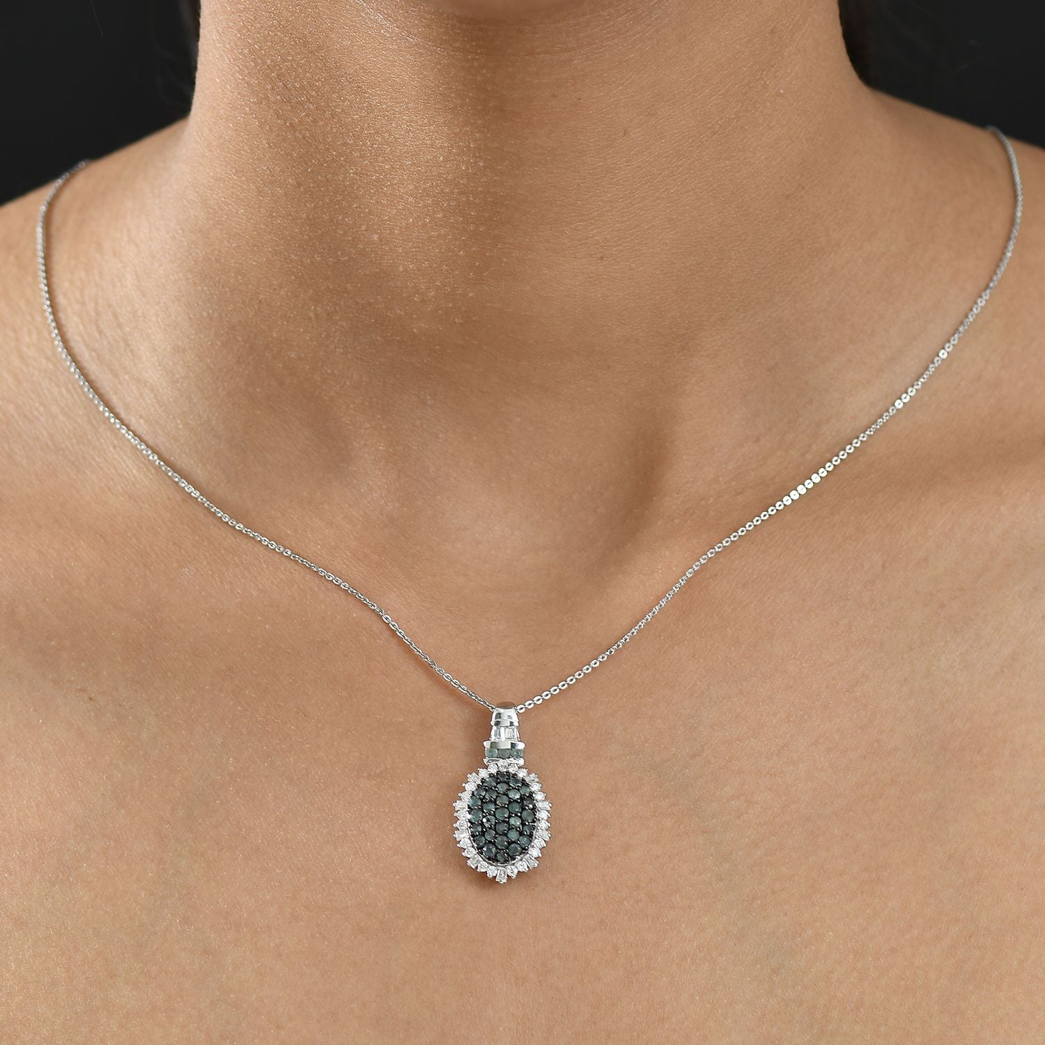 D'joy Alexandrit Anhänger mit Kette (ca. 50 cm), 925 Silber rhodiniert ca. 1.80 ct