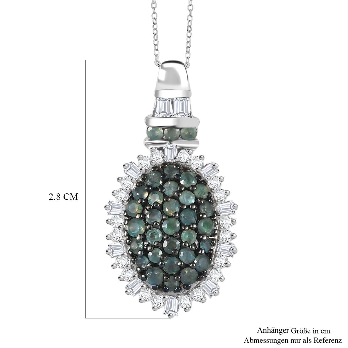 D'joy Alexandrit Anhänger mit Kette (ca. 50 cm), 925 Silber rhodiniert ca. 1.80 ct