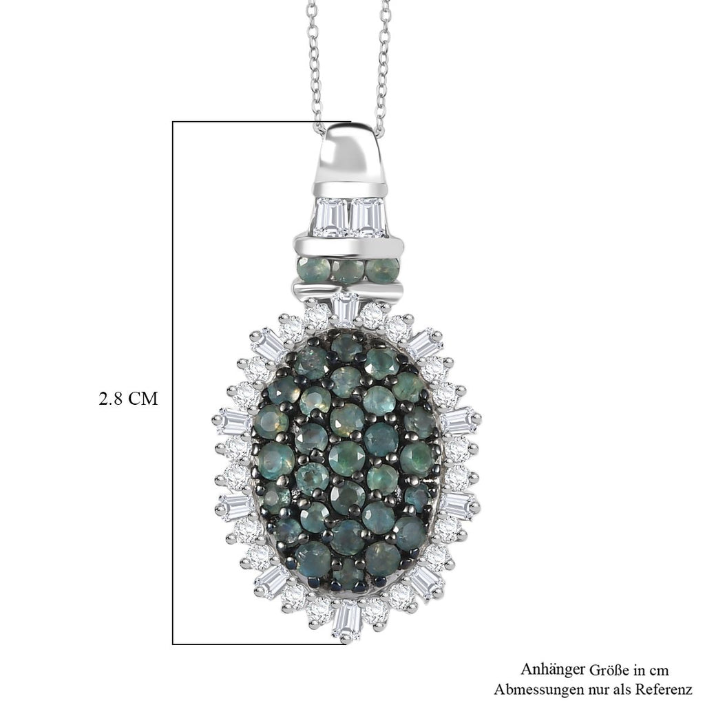 D'joy Alexandrit Anhänger mit Kette (ca. 50 cm), 925 Silber rhodiniert ca. 1.80 ct