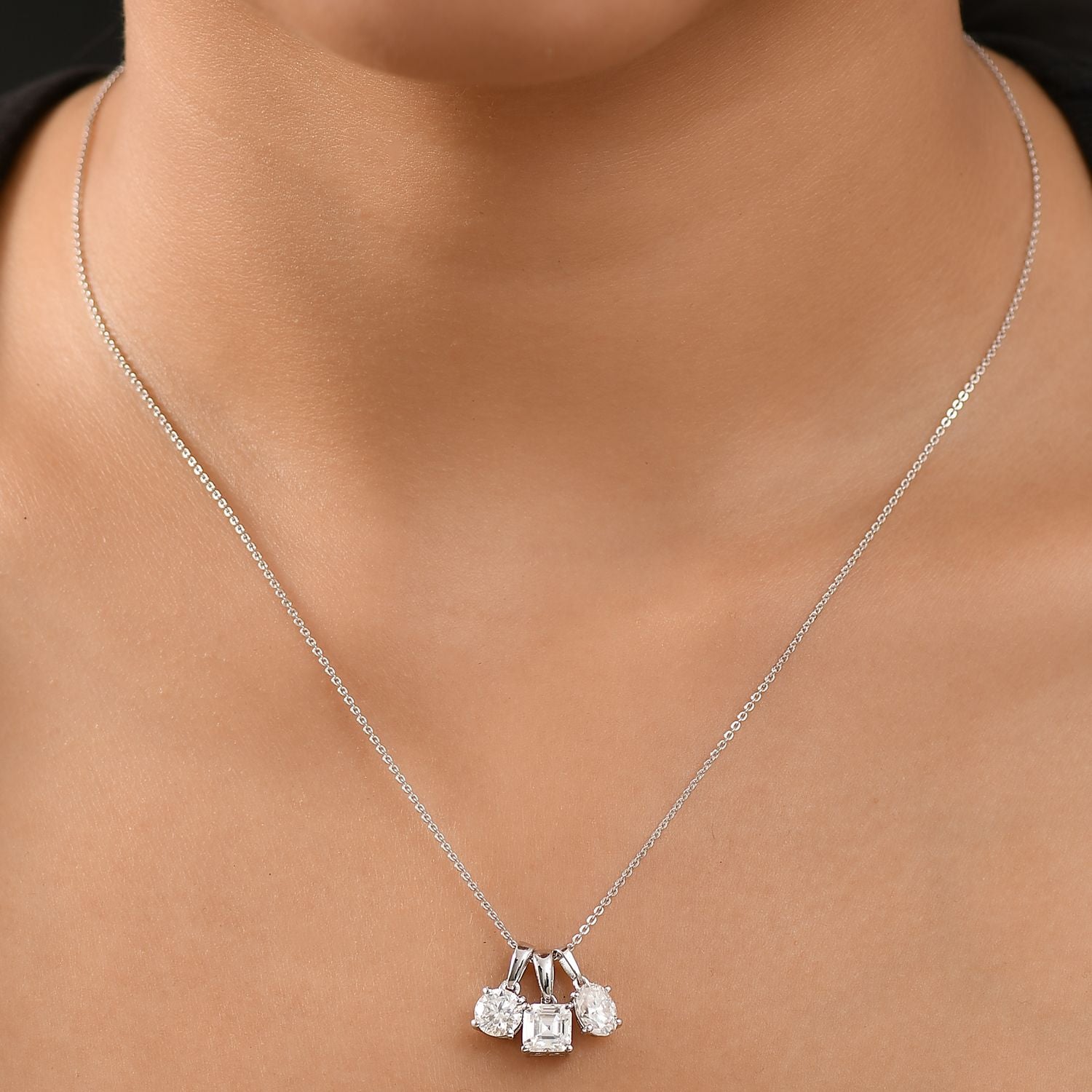 3er Set - Moissanit Anhänger, 925 Silber rhodiniert ca. 2.65 ct
