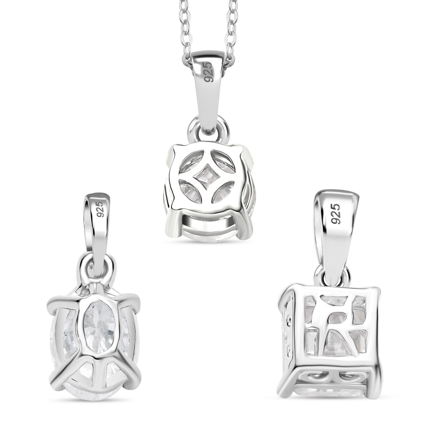 3er Set - Moissanit Anhänger, 925 Silber rhodiniert ca. 2.65 ct