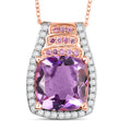 D'joy AA Rose De France Amethyst, Moissanit Anhänger mit Kette (ca. 50 cm), 925 Silber 750 Roségold Vermeil ca. 5,71 ct.