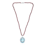 D joy AA Larimar Anhänger mit Rhodolith Granat Halskette, 925 Silber rhodiniert ca. 59.74 ct