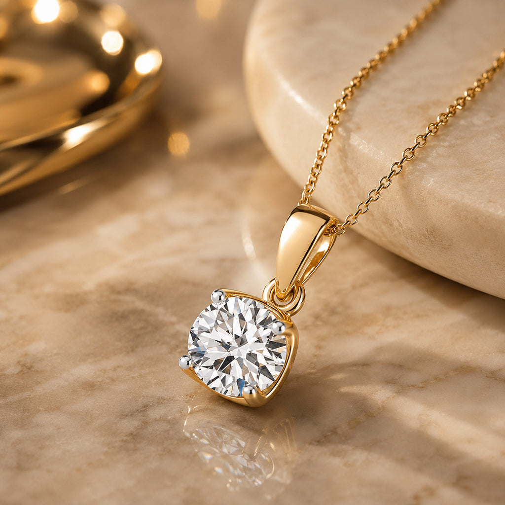LUXURIANT DIAMOND - Lab Grown Diamant VS-EF SGL zertifiziert Schmuckset 925 Silber Gelbgold Vermeil ca. 0,50 ct.