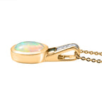 D joy Natürlicher, äthiopischer Welo Opal, Smaragd Anhänger mit Kette, 925 Silber 750 Gelbgold Vermeil ca. 1.32 ct