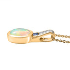 D joy Natürlicher, äthiopischer Welo Opal, Ceylon-Saphir Anhänger mit Kette, 925 Silber 750 Gelbgold Vermeil ca. 1.32 ct