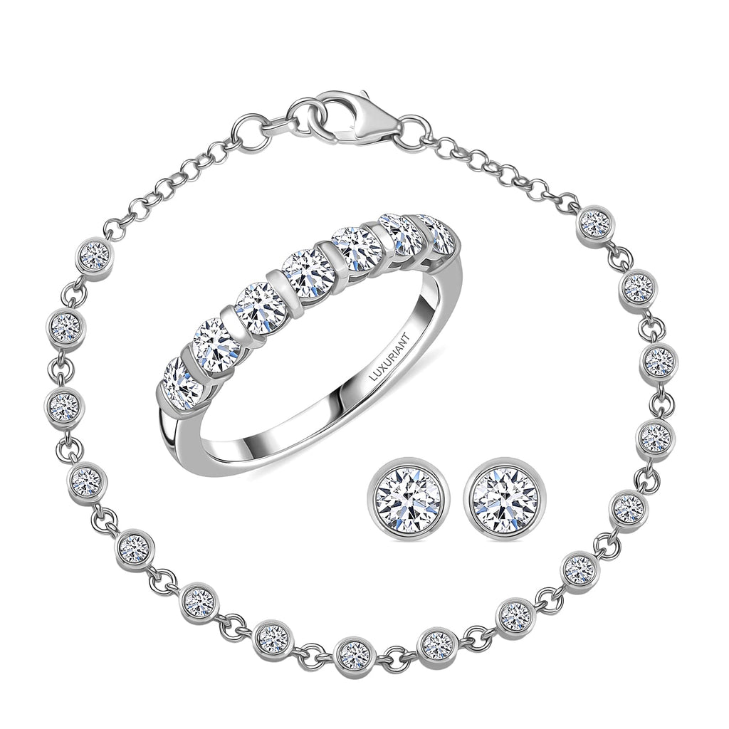 LUXURIANT DIAMOND - Lab Grown Diamant Schmuckset 925 Silber Rhodiniert (Größe 17) (10-15 Werktage Lieferzeit) ca. 2.75 ct