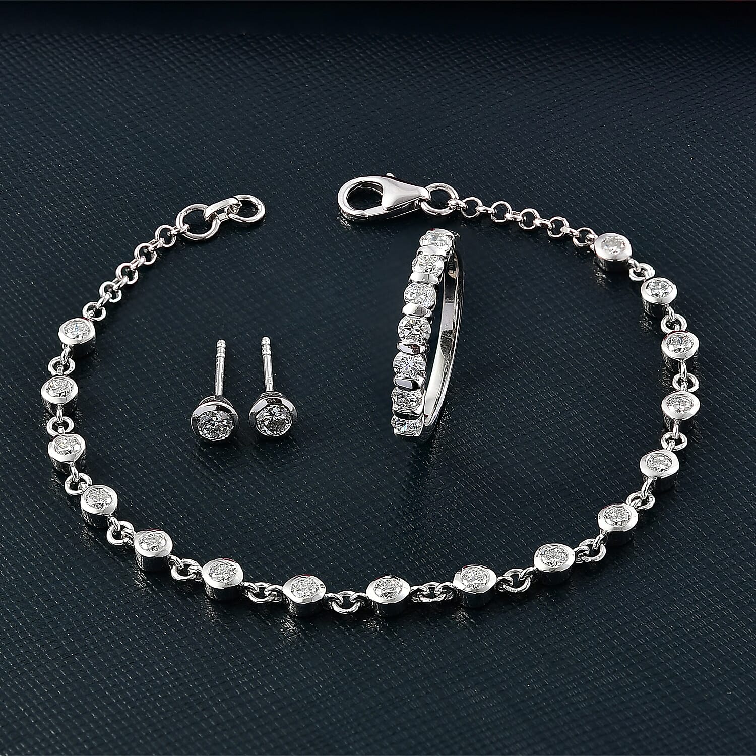 LUXURIANT DIAMOND - Lab Grown Diamant Schmuckset 925 Silber Rhodiniert (Größe 17) (10-15 Werktage Lieferzeit) ca. 2.75 ct