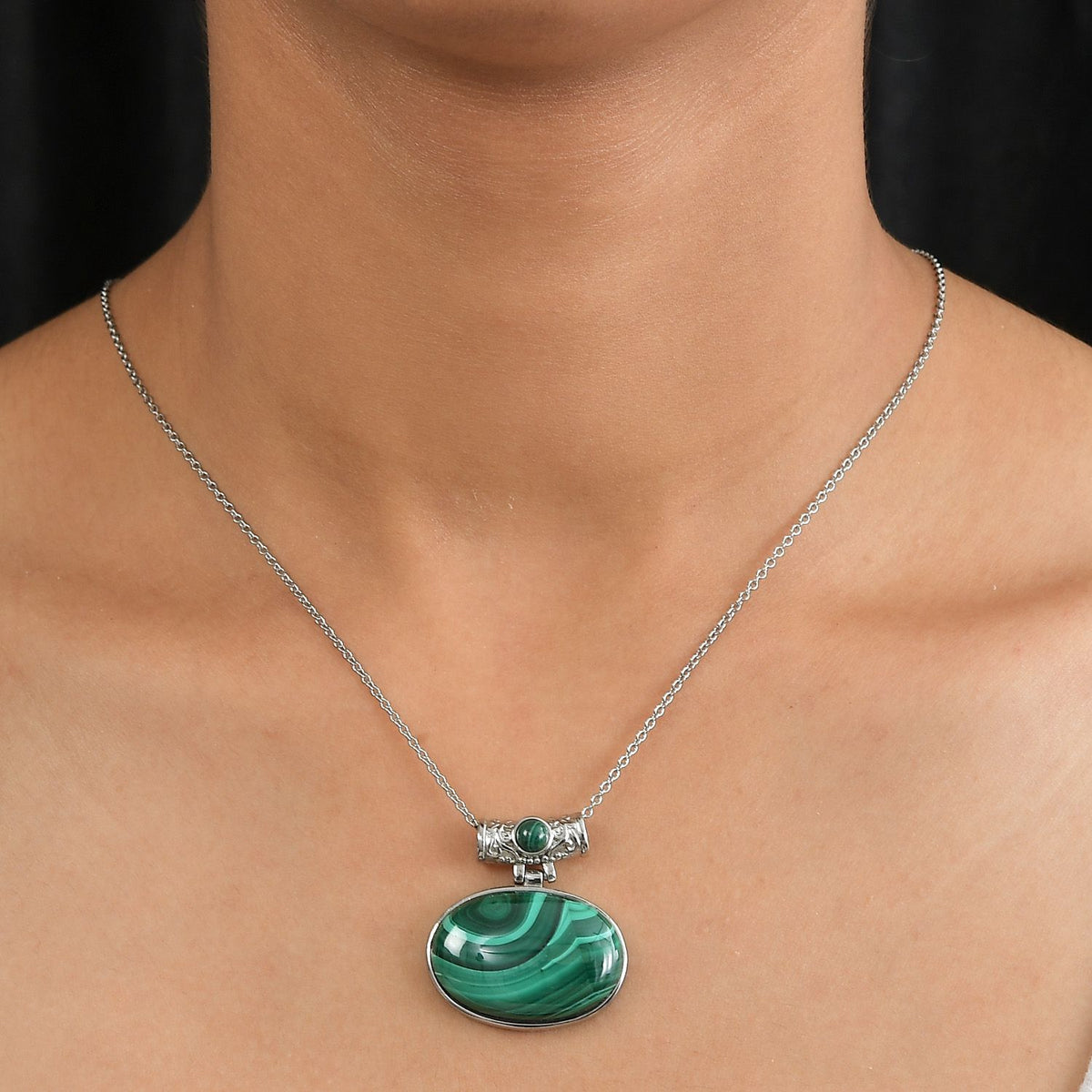 Malachit Schmuckset Edelstahl ca. 80.50 ct