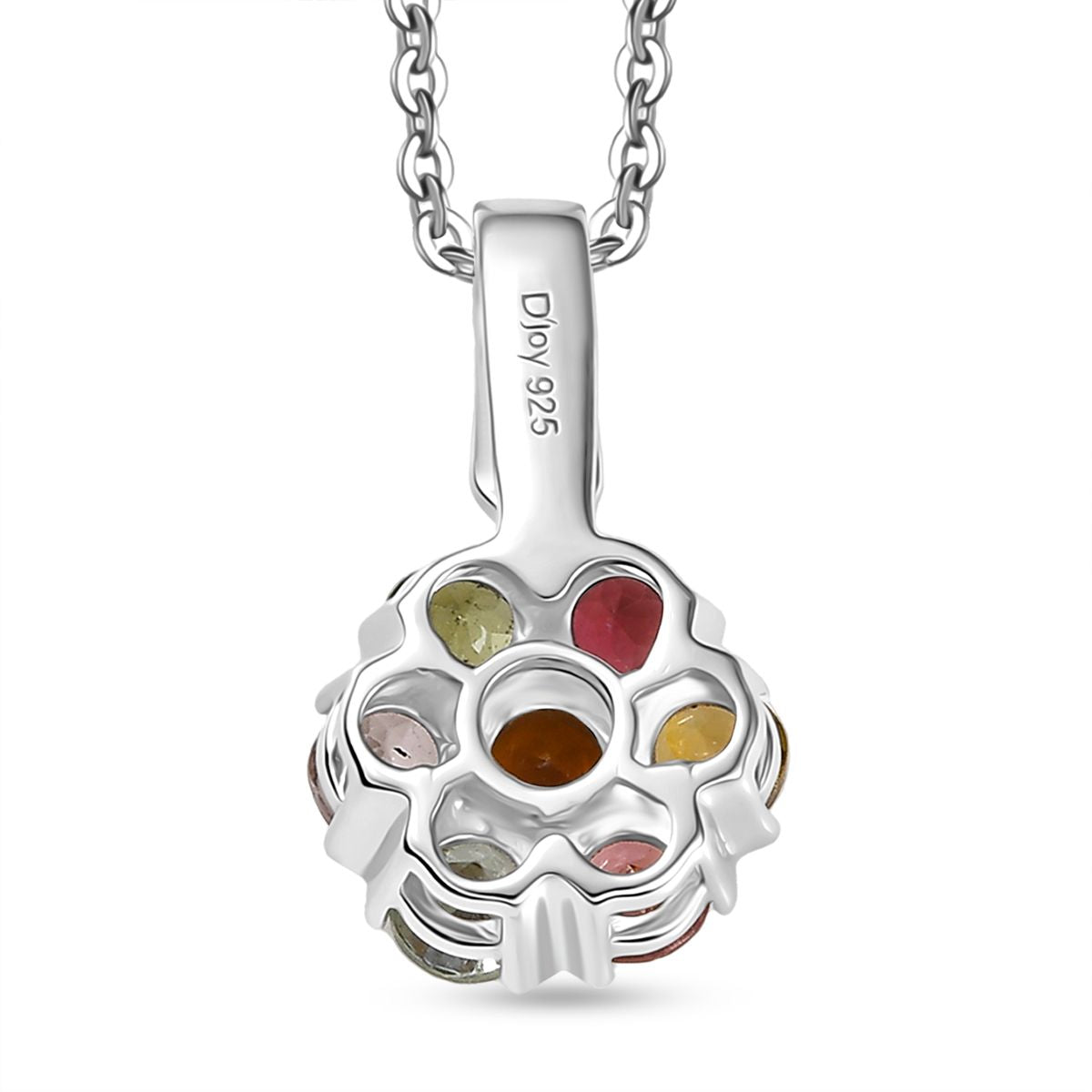 D'joy Mehrfarbiger-Turmalin Anhänger mit Kette ca. 50 cm, 925 Silber platiniert ca. 1.49 ct