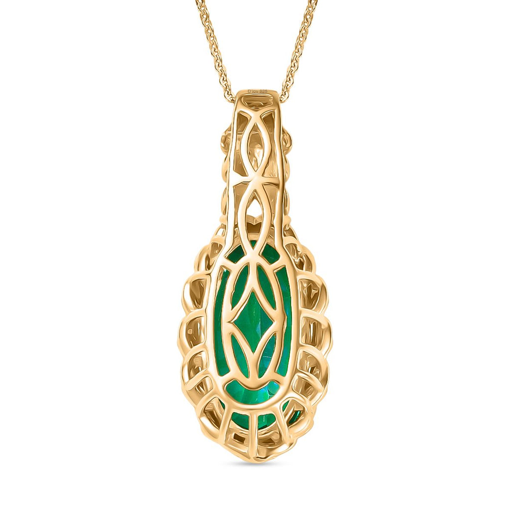 D'joy Pfau Quarz Triplette Anhänger mit Kette ca. 50 cm, 925 Silber 750 Gelbgold Vermeil ca. 10.04 ct