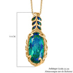 D'joy Pfau Quarz Triplette Anhänger mit Kette ca. 50 cm, 925 Silber 750 Gelbgold Vermeil ca. 10.04 ct