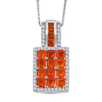D'joy AAA Feueropal Anhänger mit Kette (ca. 50cm), 925 Silber rhodiniert ca. 2.56 ct