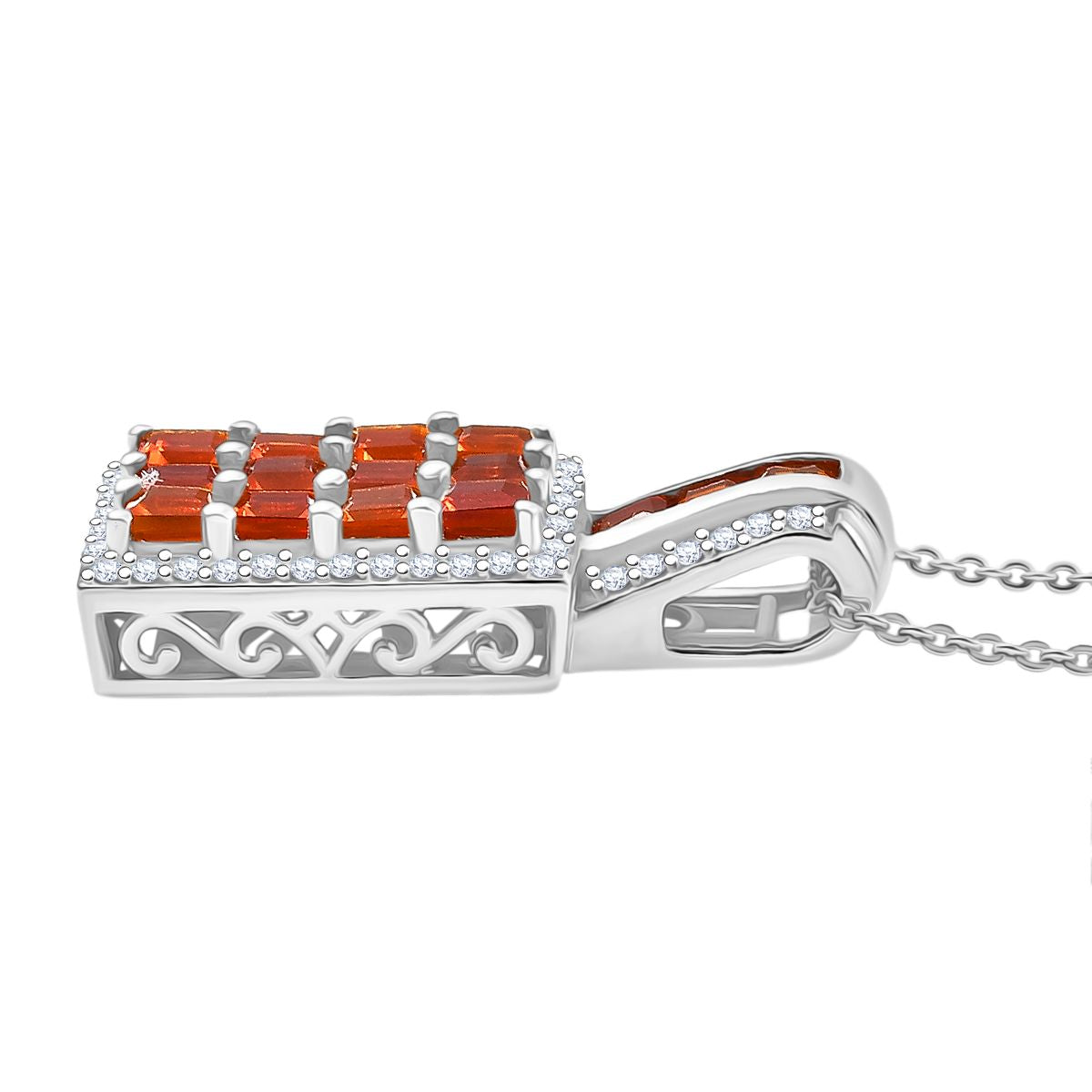 D'joy AAA Feueropal Anhänger mit Kette (ca. 50cm), 925 Silber rhodiniert ca. 2.56 ct