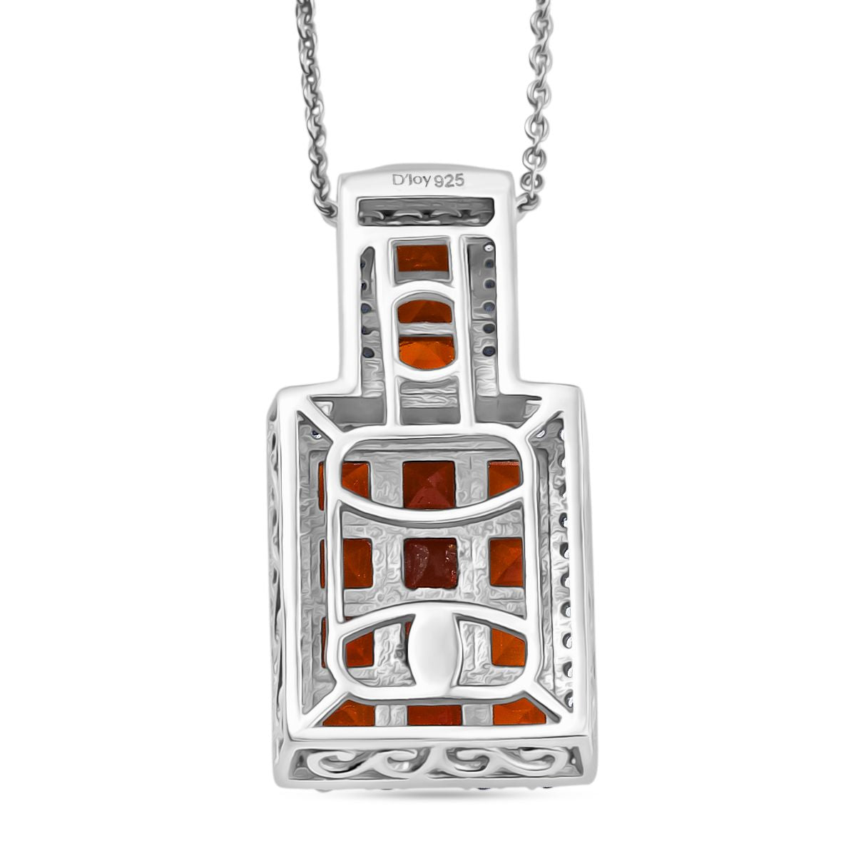 D'joy AAA Feueropal Anhänger mit Kette (ca. 50cm), 925 Silber rhodiniert ca. 2.56 ct