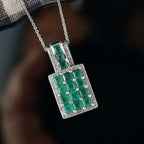 D'joy AA Smaragd Anhänger mit Kette ca. 50 cm, 925 Silber rhodiniert ca. 2.56 ct