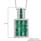 D'joy AA Smaragd Anhänger mit Kette ca. 50 cm, 925 Silber rhodiniert ca. 2.56 ct