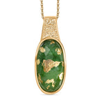 SHOPLC EXKLUSIV D joy Grün Blattgold-Quarz Anhänger mit Kette, 925 Silber 750 Gelbgold Vermeil ca. 10.75 ct