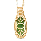SHOPLC EXKLUSIV D joy Grün Blattgold-Quarz Anhänger mit Kette, 925 Silber 750 Gelbgold Vermeil ca. 10.75 ct
