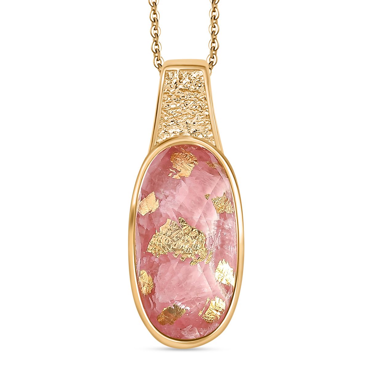 SHOPLC EXKLUSIV D joy Blattgold-Quarz Anhänger mit Kette, 925 Silber 750 Gelbgold Vermeil ca. 10.75 ct
