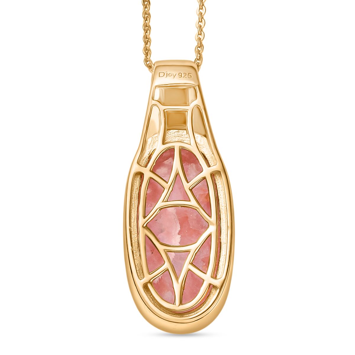SHOPLC EXKLUSIV D joy Blattgold-Quarz Anhänger mit Kette, 925 Silber 750 Gelbgold Vermeil ca. 10.75 ct