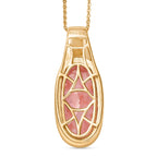 SHOPLC EXKLUSIV D joy Blattgold-Quarz Anhänger mit Kette, 925 Silber 750 Gelbgold Vermeil ca. 10.75 ct
