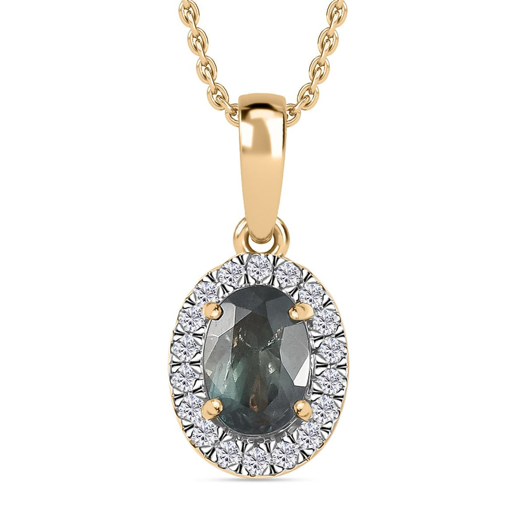 AAA Alexandrit, Weißer Diamant Anhänger mit Kette ca. 45 cm, 585 Gelb Gold ca. 1.50 ct